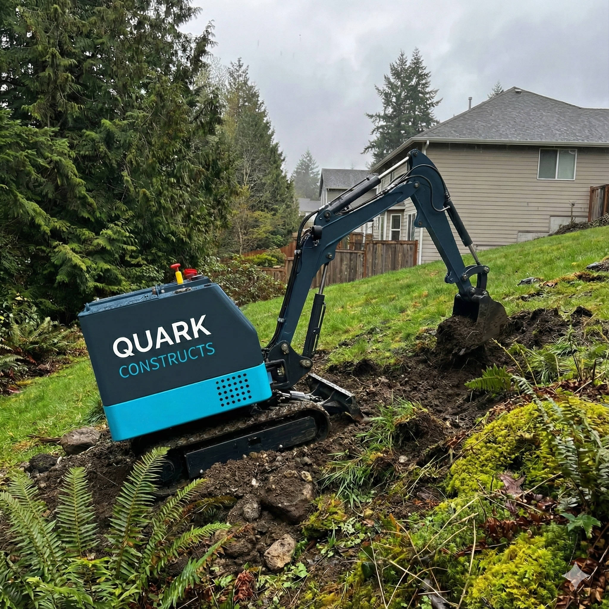 Quark Constructs compact remote-operated excavator